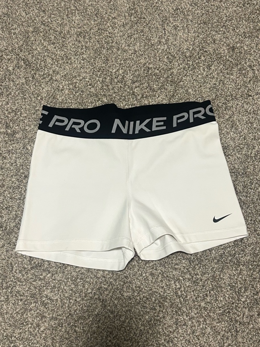 Nike Pro White Shorts with Black Waistband